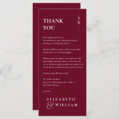 Bourgogne Monogram Huwelijk Dank u Plaats Kaart (Voorkant / Achterkant)