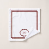 Bourgogne Monogram in Bloemenovalen met Rechthoeke Bad Handdoek (Wasdoekje)