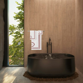 Bourgogne Monogram in Bloemenovalen met Rechthoeke Bad Handdoek