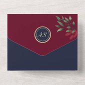 Bourgogne Monogram QR Code Bruiloft All In One Uitnodiging (Achterkant)