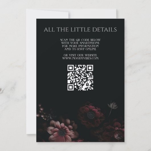 Bourgogne Moody Bloemen met QR-code Kaart (Achterkant)