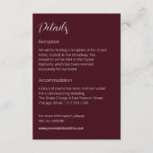 Bourgogne Moody Dark Bruiloft info Informatiekaartje (Voorkant)