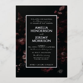 Bourgogne Moody Floral Folie Uitnodiging