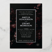 Bourgogne Moody Floral Folie Uitnodiging (Voorkant)