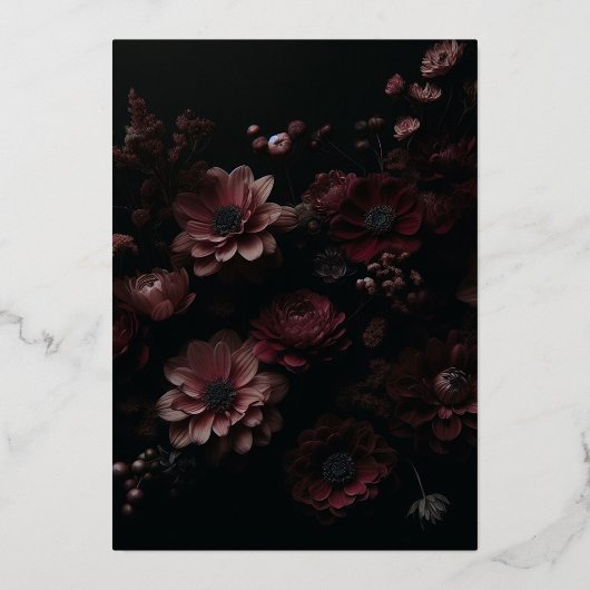 Bourgogne Moody Floral Folie Uitnodiging (Achterkant)