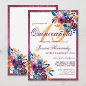 Bourgogne Mosterd Waterverf Bloem Quinceañera Kaart (Voorkant / Achterkant)