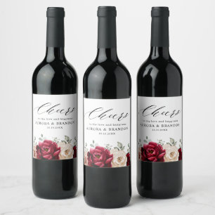 Bourgogne Mousserende Wijn Ivoor Mauve Roos Floral Etiket