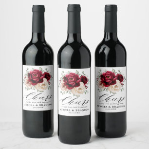 Bourgogne Mousserende Wijn Ivoor Mauve Roos Floral Etiket