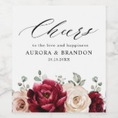 Bourgogne Mousserende Wijn Ivoor Mauve Roos Floral Wijn Etiket (Enkel label)