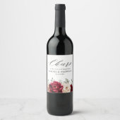 Bourgogne Mousserende Wijn Ivoor Mauve Roos Floral Wijn Etiket (Voorkant)