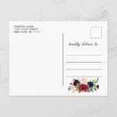 Bourgogne Navy Blauw Blush Bruiloft Save the Date Aankondigingskaart (Achterkant)