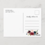 Bourgogne Navy Blauw Blush Bruiloft Save the Date Briefkaart (Achterkant)