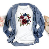 Bourgogne Navy Blauw Wit Bloemboeket Vrouwen Tri-Blend Shirt