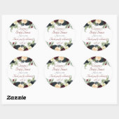 Bourgogne, Navy Bloemen Stickers - Dank u (Vel)