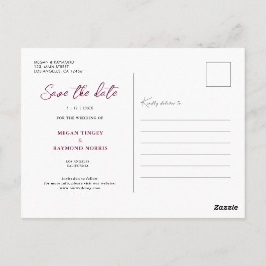 Bourgogne Navy Blue & Blush Peony Geo Save the Dat Briefkaart (Achterkant)