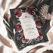 Bourgogne Navy Blue Pimpernel William Morris Folie Uitnodiging