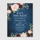 Bourgogne Navy Blue Save the Date Magnetische Kaar (Voorkant)