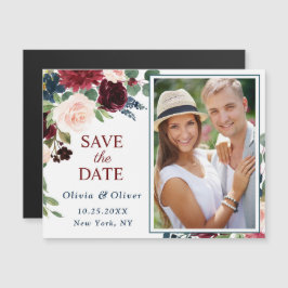 Bourgogne Navy Blue Save the Date Magnetische Kaar