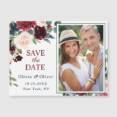 Bourgogne Navy Blue Save the Date Magnetische Kaar (Voorkant)