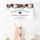 Bourgogne Navy Blush Bloemen Afstuderen Klasse 202 Spandoek (Insitu)