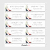 Bourgogne Navy Blush Bloemen Geometrisch Adreslabe Sticker (Vel)