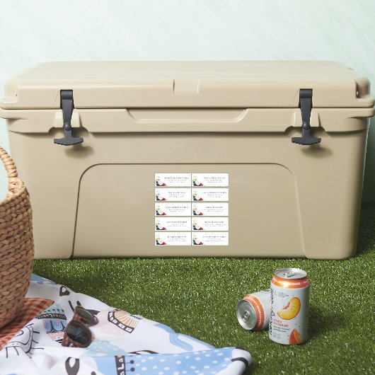 Bourgogne Navy Blush Bloemen Geometrisch Adreslabe Sticker (Koeler)