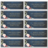 Bourgogne Navy Blush Bloemen Geometrisch Adreslabe Sticker (Voorkant)