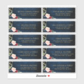 Bourgogne Navy Blush Bloemen Geometrisch Adreslabe Sticker (Vel)