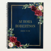 Bourgogne Navy Blush Floral Gold Geometric Planner (Voorkant)