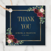 Bourgogne Navy Blush Goud Geometrisch Dank u Bedankjes Labels (Voorkant)