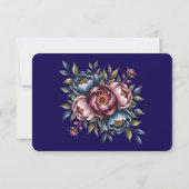 Bourgogne Navy Blush Peony Wedding Bedankkaart (Achterkant)