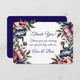 Bourgogne Navy Blush Peony Wedding Bedankkaart