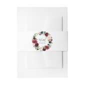 Bourgogne & Navy Blush Roze Bloemen 4 Uitnodiging Uitnodigingen Wikkel (Voorkant Voorbeeld)