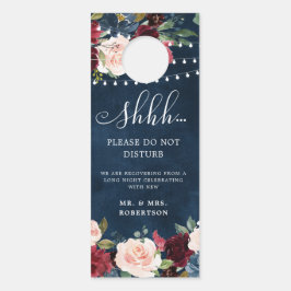 Bourgogne Navy Blush Rozen bruiloft niet storen Deurhanger
