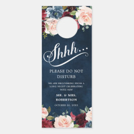 Bourgogne Navy Blush Rozen bruiloft niet storen Deurhanger