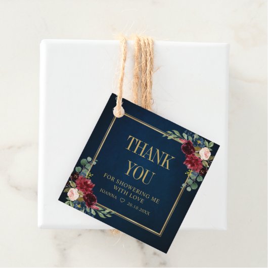 Bourgogne Navy Blush Vrijgezellenfeest Dank u Bedankjes Labels (In situ)