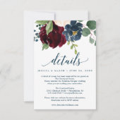 Bourgogne Navy bruiloft Details Kaart (Voorkant)