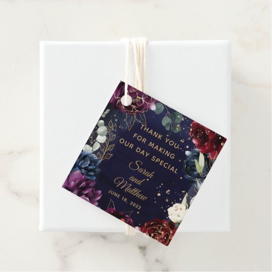 Bourgogne Navy bruiloft gunst cadeau Label (In situ)