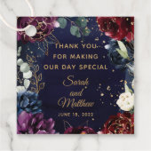 Bourgogne Navy bruiloft gunst cadeau Label (Voorkant)