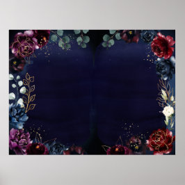 Bourgogne Navy Bruiloft Poster Blank 40 x 30"