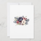Bourgogne Navy Cream Bloemen Waterverf Bruiloft Kaart (Achterkant)