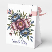 Bourgogne Navy en Blush Peony Wedding Floral Bedankdoosjes (Achterkant)
