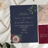 Bourgogne Navy Floral Fall Wedding Kaart