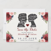  Bourgogne Navy Floral Quotes Save the Date Kaart (Voorkant)