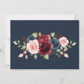  Bourgogne Navy Floral Quotes Save the Date Kaart (Achterkant)