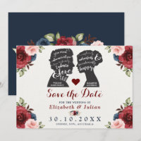  Bourgogne Navy Floral Quotes Save the Date