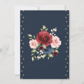 Bourgogne Navy Gold Floral Jane Austen bruiloft Kaart (Achterkant)