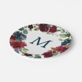 Bourgogne Navy Monogram Papieren Borden Papieren Bordje (Gekanteld)