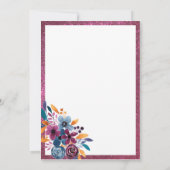 Bourgogne Navy Mosterd Waterverf Bloemen Wedding Kaart (Achterkant)