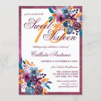 Bourgogne Navy Mosterd Waterverf Flowers Sweet 16